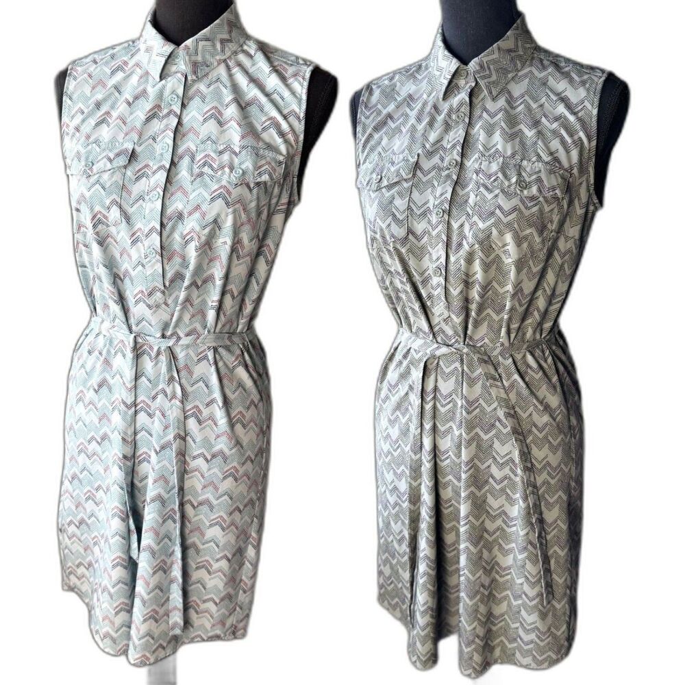 Size S Eddie Bauer dress bundle of 2 sleeveless button up herringbone (10337)